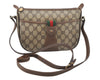 Authentic GUCCI Web Sherry Line Shoulder Bag GG PVC Leather Brown Junk 1117J