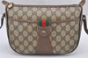 Authentic GUCCI Web Sherry Line Shoulder Bag GG PVC Leather Brown Junk 1117J