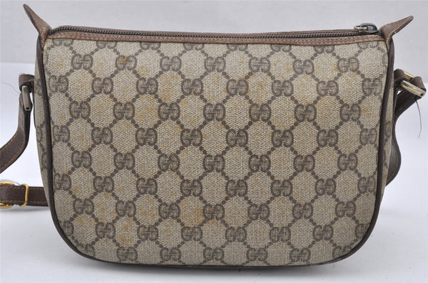 Authentic GUCCI Web Sherry Line Shoulder Bag GG PVC Leather Brown Junk 1117J