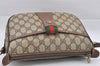 Authentic GUCCI Web Sherry Line Shoulder Bag GG PVC Leather Brown Junk 1117J