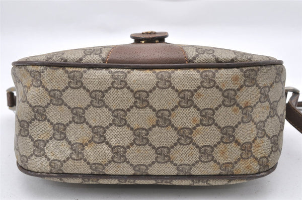 Authentic GUCCI Web Sherry Line Shoulder Bag GG PVC Leather Brown Junk 1117J