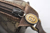 Authentic GUCCI Web Sherry Line Shoulder Bag GG PVC Leather Brown Junk 1117J