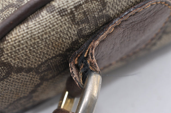 Authentic GUCCI Web Sherry Line Shoulder Bag GG PVC Leather Brown Junk 1117J