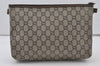 Authentic GUCCI Vintage GG Plus Clutch Hand Bag Purse GG PVC Leather Brown 1118J