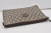 Authentic GUCCI Vintage GG Plus Clutch Hand Bag Purse GG PVC Leather Brown 1118J