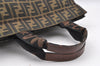 Authentic FENDI Zucca Folding Shoulder Tote Bag Nylon Leather Brown 1119J