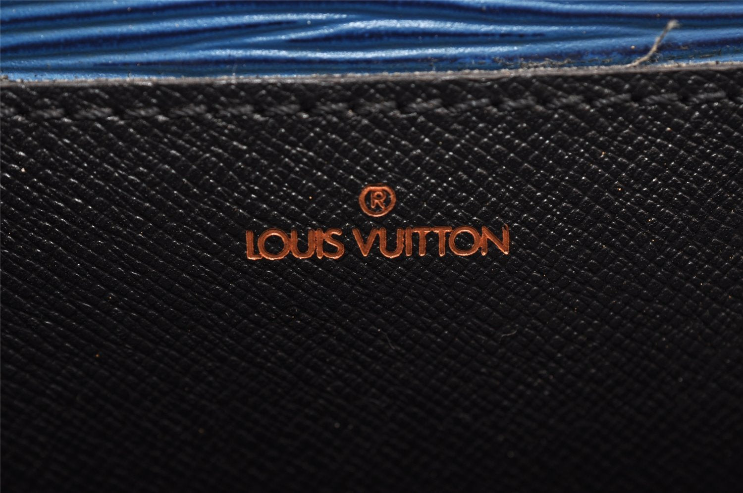 Authentic Louis Vuitton Epi Porte Documents Bandouliere SPO Briefcase Blue 1120I