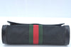 Authentic GUCCI Web Sherry Line 2Way Clutch Bag GG Canvas Leather Black 1120J