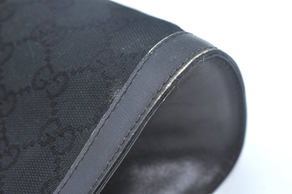 Authentic GUCCI Web Sherry Line 2Way Clutch Bag GG Canvas Leather Black 1120J