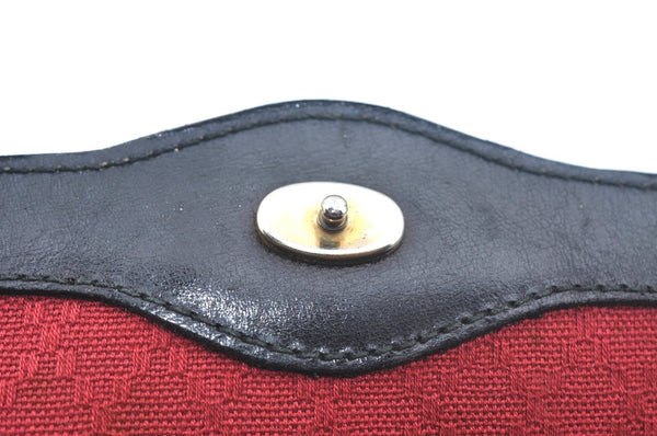 Authentic GUCCI Web Sherry Line 2Way Clutch Bag GG Canvas Leather Black 1120J