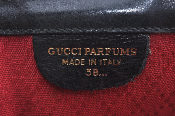 Authentic GUCCI Web Sherry Line 2Way Clutch Bag GG Canvas Leather Black 1120J