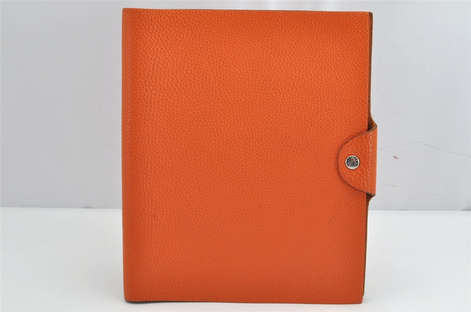 Authentic HERMES Yuris GM Agenda Note Book Cover Leather Orange Junk 1120K