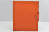 Authentic HERMES Yuris GM Agenda Note Book Cover Leather Orange Junk 1120K