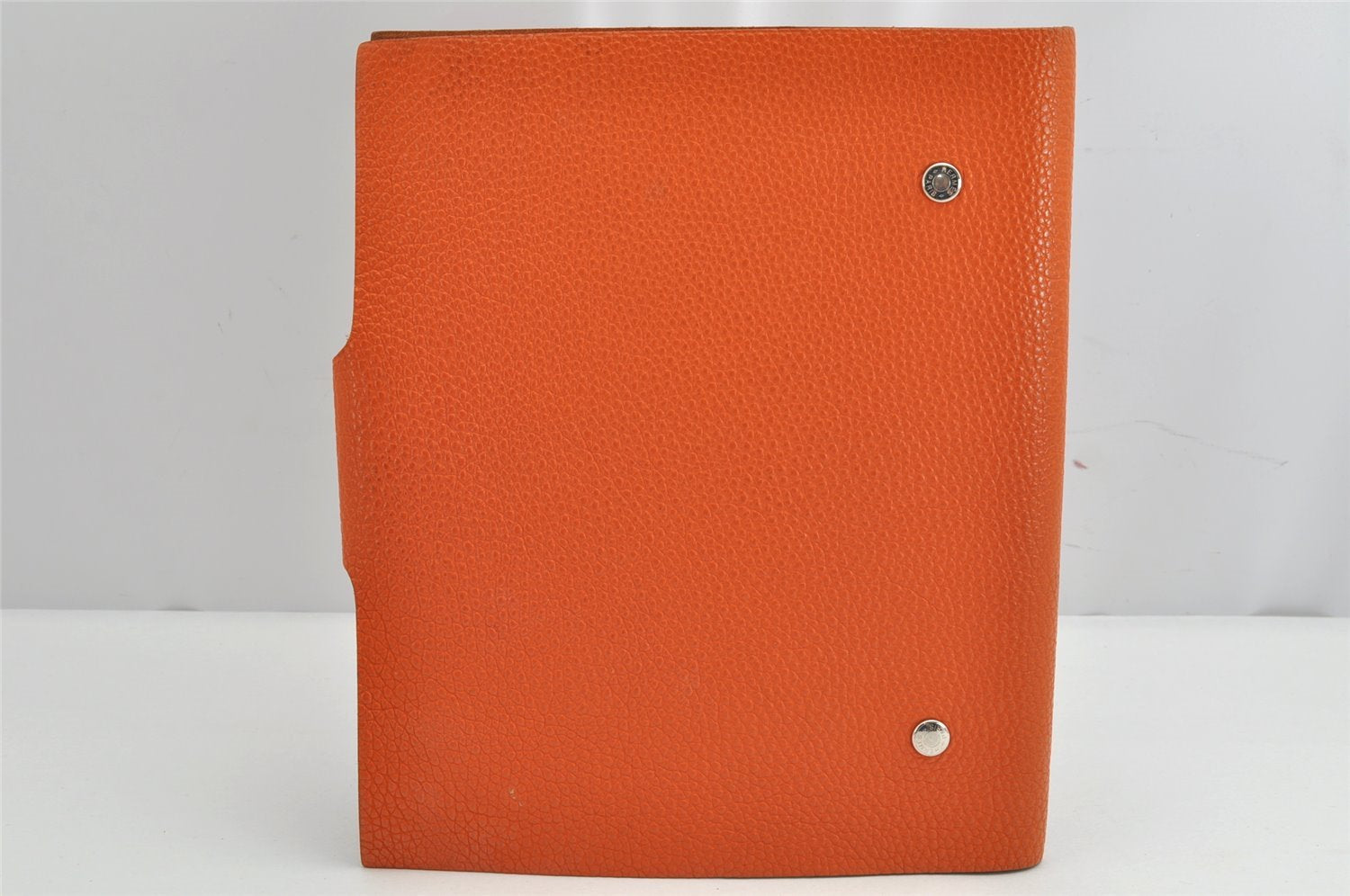 Authentic HERMES Yuris GM Agenda Note Book Cover Leather Orange Junk 1120K