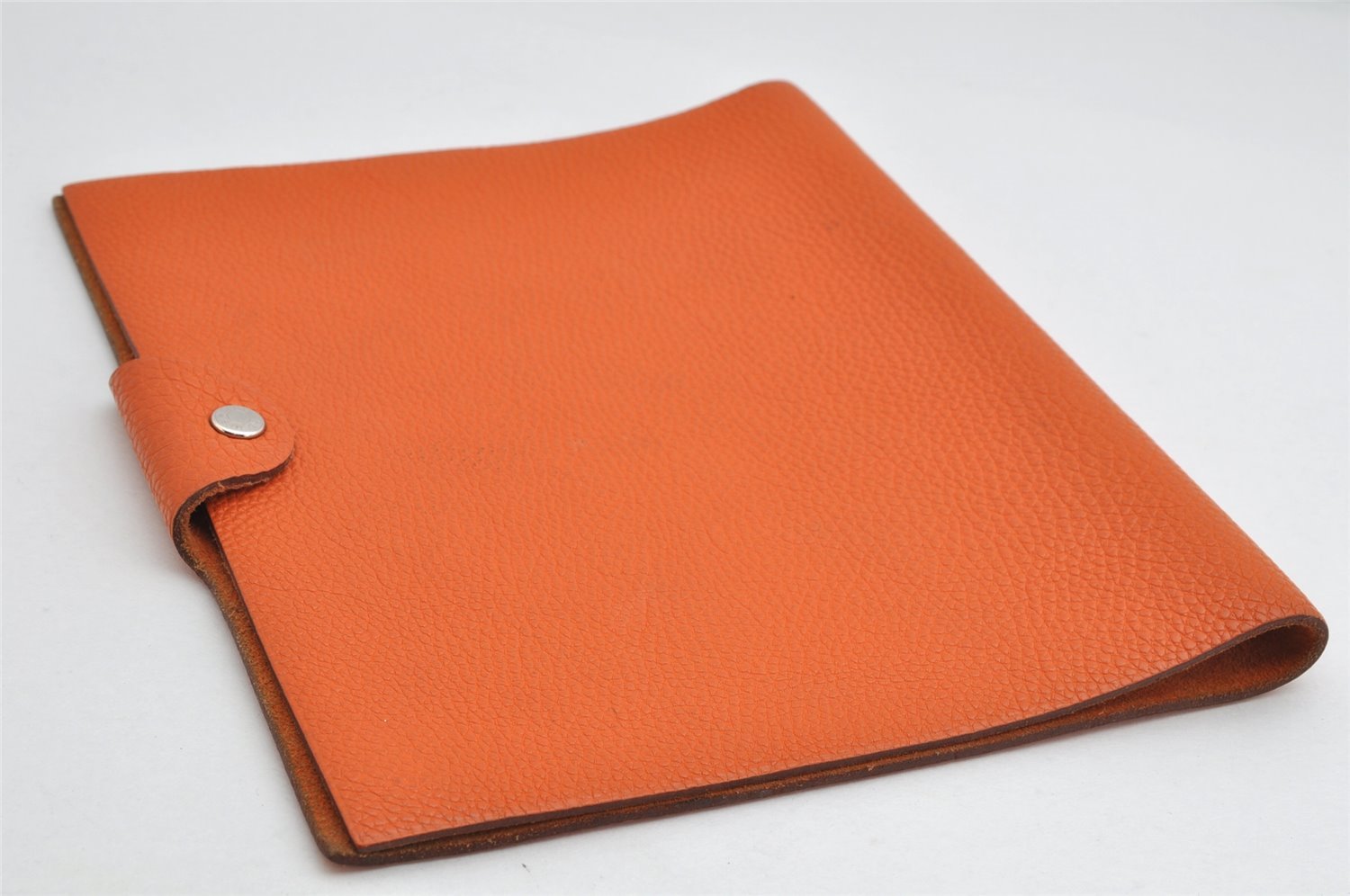 Authentic HERMES Yuris GM Agenda Note Book Cover Leather Orange Junk 1120K