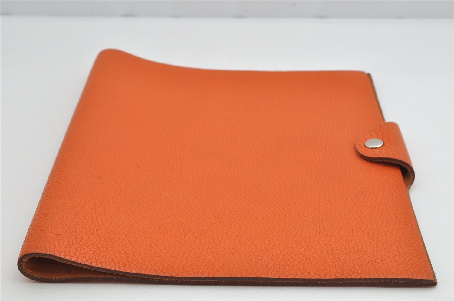 Authentic HERMES Yuris GM Agenda Note Book Cover Leather Orange Junk 1120K