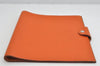 Authentic HERMES Yuris GM Agenda Note Book Cover Leather Orange Junk 1120K