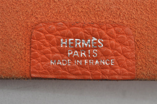 Authentic HERMES Yuris GM Agenda Note Book Cover Leather Orange Junk 1120K