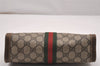 Authentic GUCCI Web Sherry Line Clutch Hand Bag Purse GG PVC Leather Brown 1121J