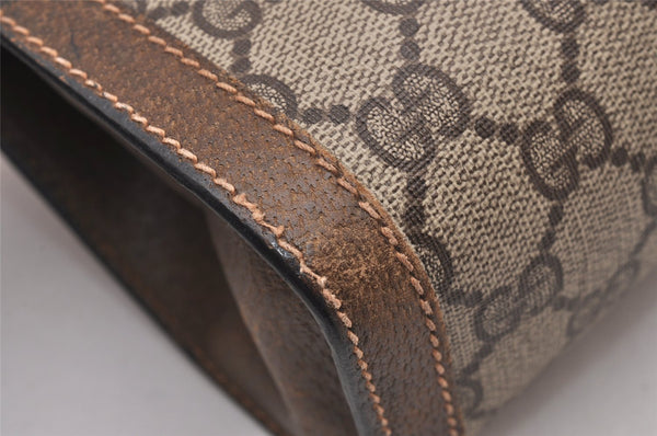 Authentic GUCCI Web Sherry Line Clutch Hand Bag Purse GG PVC Leather Brown 1121J