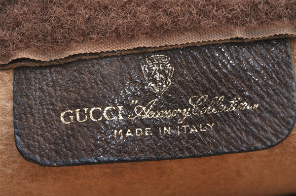 Authentic GUCCI Web Sherry Line Clutch Hand Bag Purse GG PVC Leather Brown 1121J