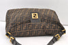 Authentic FENDI Zucca Mamma Baguette Shoulder Bag Canvas Leather Brown 1121K