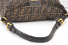 Authentic FENDI Zucca Mamma Baguette Shoulder Bag Canvas Leather Brown 1121K