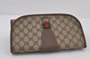 Authentic GUCCI Web Sherry Line Clutch Hand Bag GG PVC Leather Brown Junk 1122J