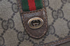 Authentic GUCCI Web Sherry Line Clutch Hand Bag GG PVC Leather Brown Junk 1122J