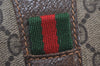 Authentic GUCCI Web Sherry Line Clutch Hand Bag GG PVC Leather Brown Junk 1122J