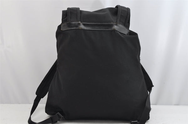 Authentic GUCCI Vintage Drawstring Backpack Nylon Leather Black 1122K