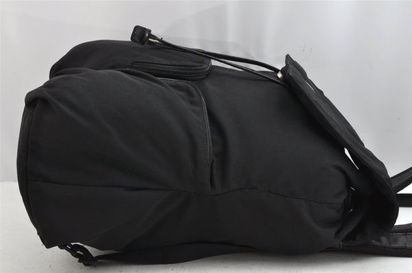 Authentic GUCCI Vintage Drawstring Backpack Nylon Leather Black 1122K