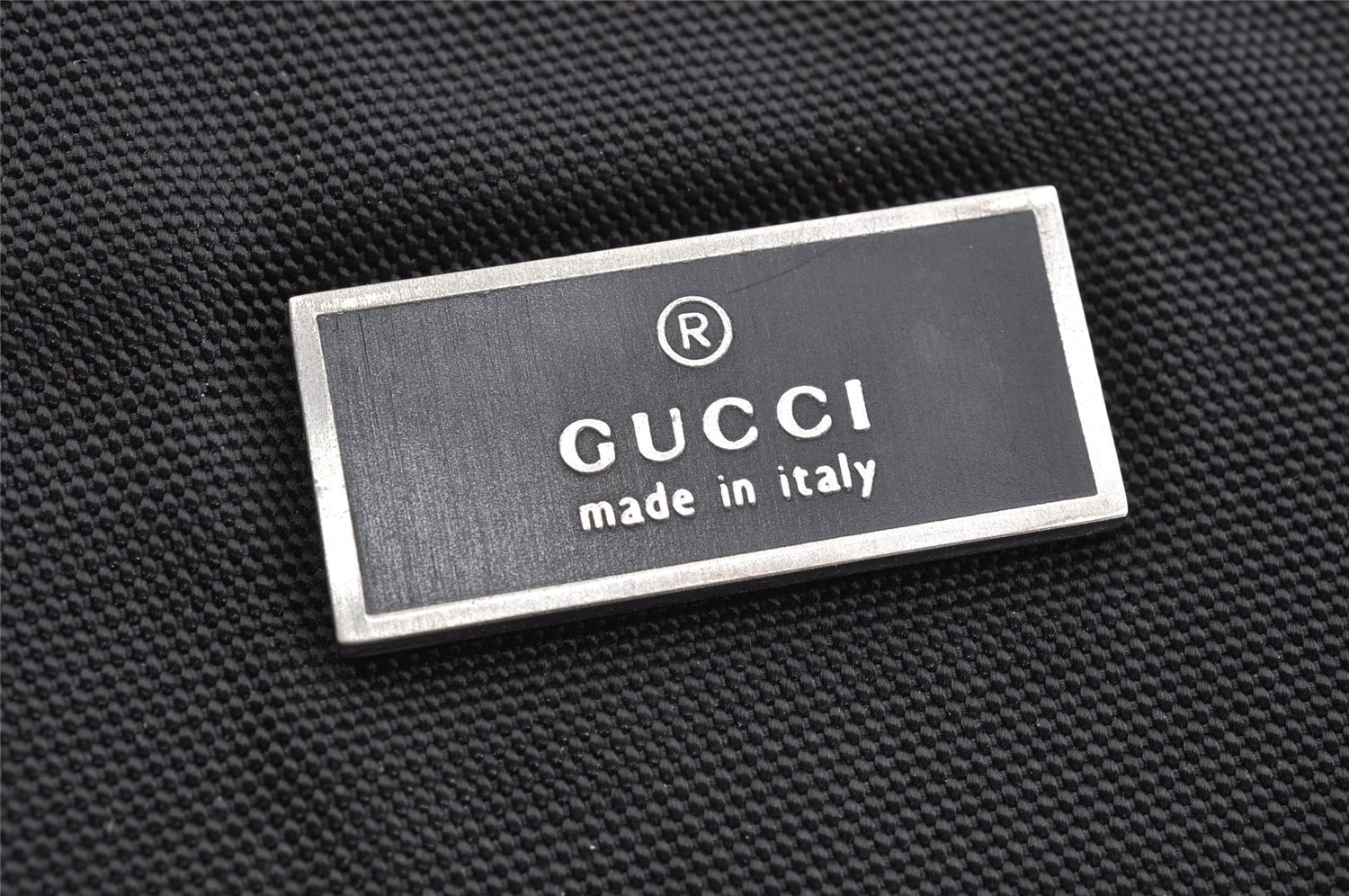 Authentic GUCCI Vintage Drawstring Backpack Nylon Leather Black 1122K