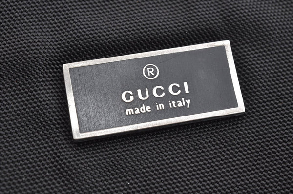 Authentic GUCCI Vintage Drawstring Backpack Nylon Leather Black 1122K