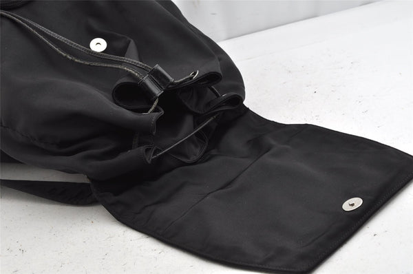 Authentic GUCCI Vintage Drawstring Backpack Nylon Leather Black 1122K