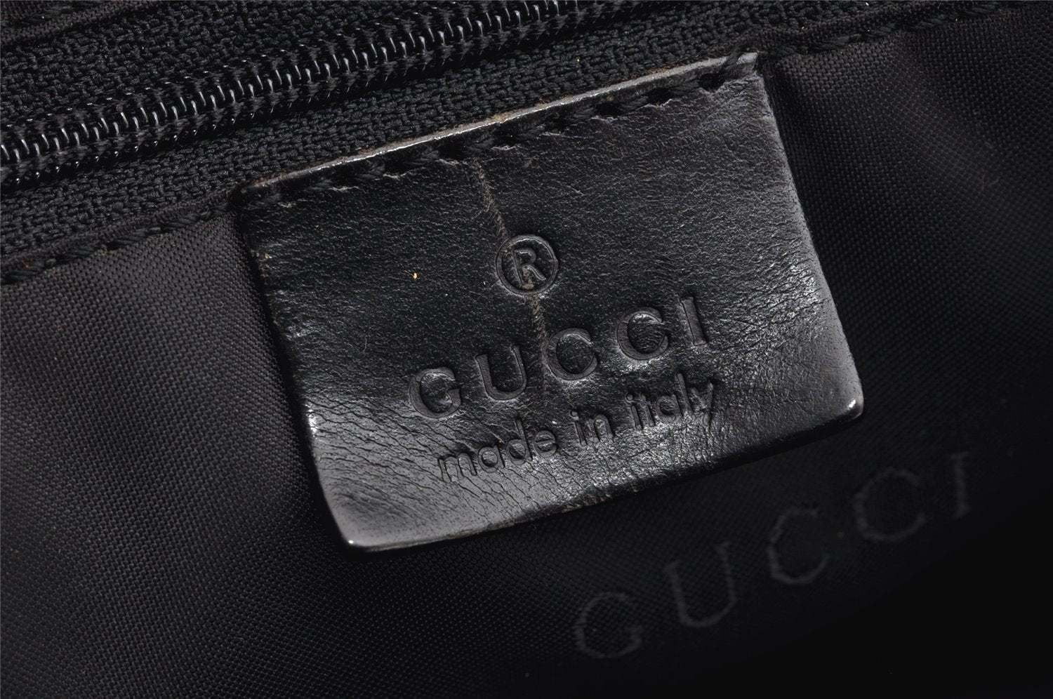 Authentic GUCCI Vintage Drawstring Backpack Nylon Leather Black 1122K