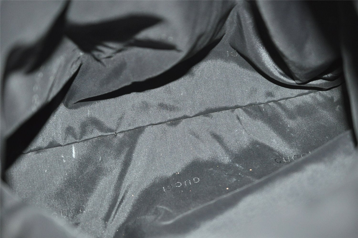 Authentic GUCCI Vintage Drawstring Backpack Nylon Leather Black 1122K