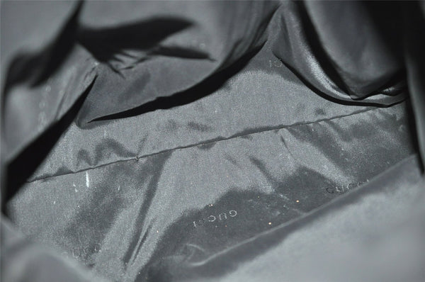 Authentic GUCCI Vintage Drawstring Backpack Nylon Leather Black 1122K