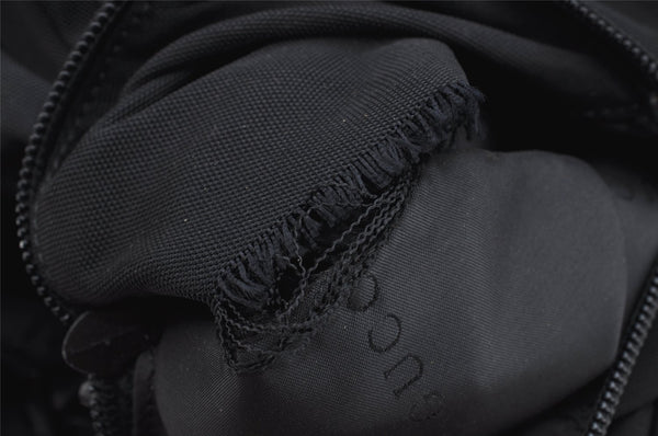 Authentic GUCCI Vintage Drawstring Backpack Nylon Leather Black 1122K