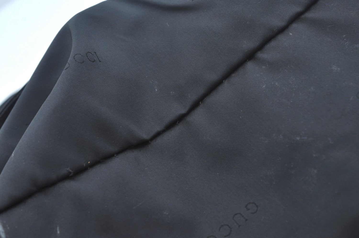 Authentic GUCCI Vintage Drawstring Backpack Nylon Leather Black 1122K