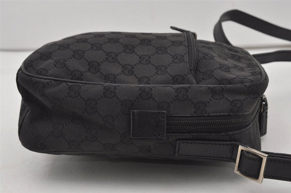 Authentic GUCCI Shoulder Cross Body Bag GG Canvas Leather 0181612 Black 1125J