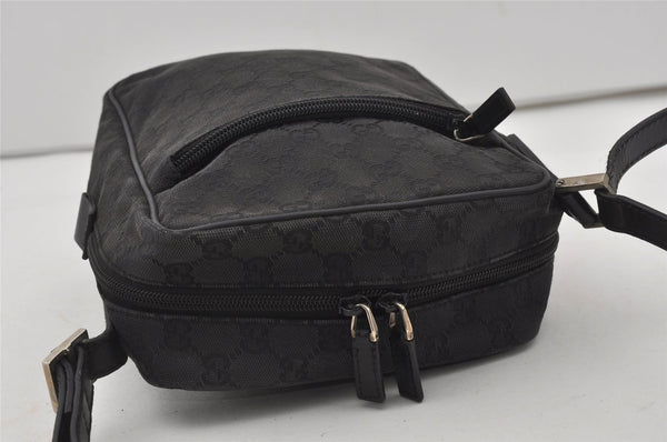 Authentic GUCCI Shoulder Cross Body Bag GG Canvas Leather 0181612 Black 1125J
