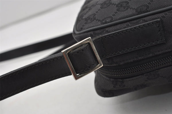 Authentic GUCCI Shoulder Cross Body Bag GG Canvas Leather 0181612 Black 1125J