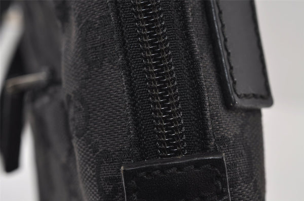 Authentic GUCCI Shoulder Cross Body Bag GG Canvas Leather 0181612 Black 1125J