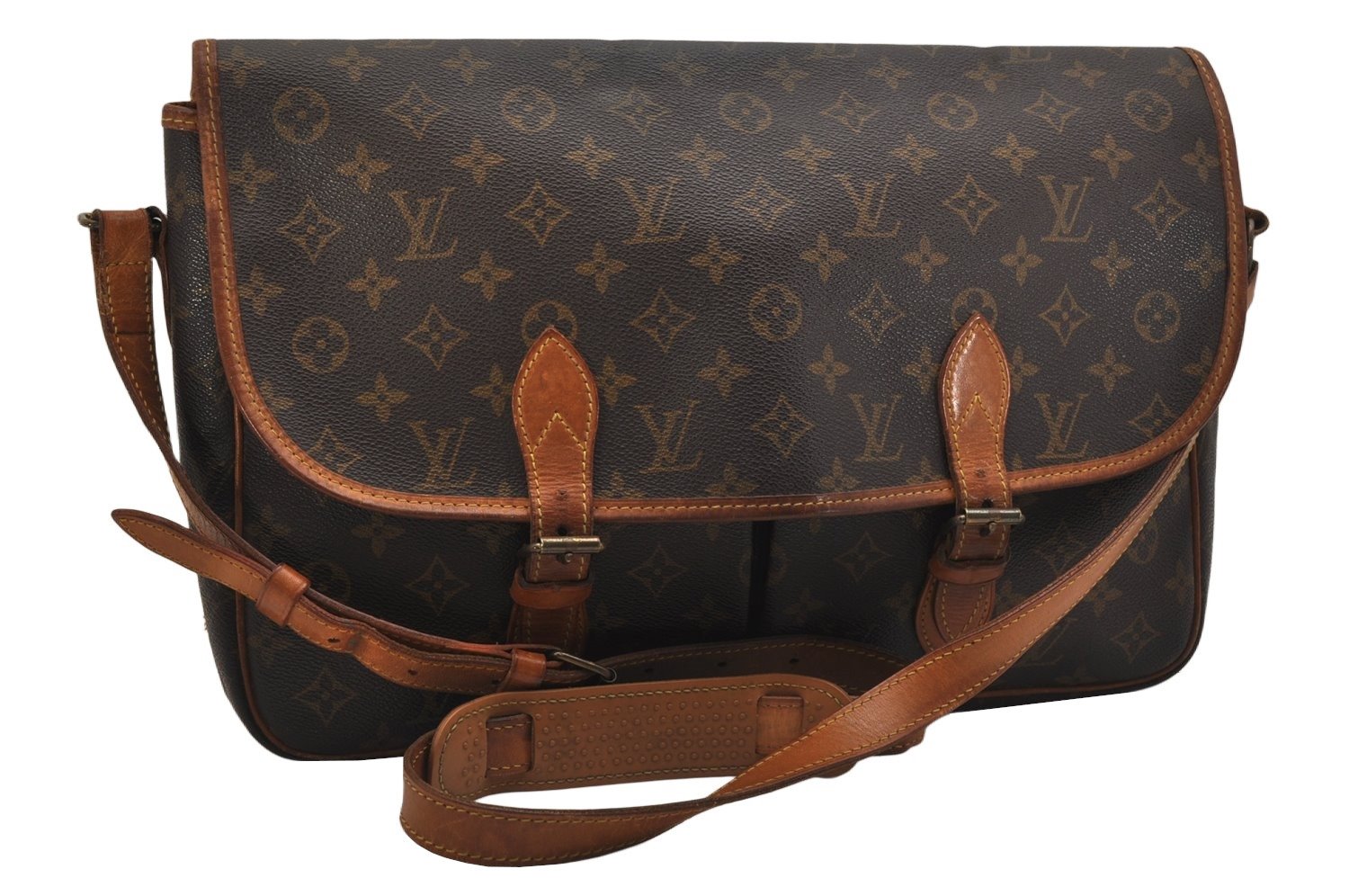Authentic Louis Vuitton Monogram Gibeciere GM Shoulder Cross Bag M42246 LV 1125K