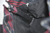 Authentic BURBERRY BLUE LABEL Check Tote Hand Bag Purse Nylon Black Red 1130I