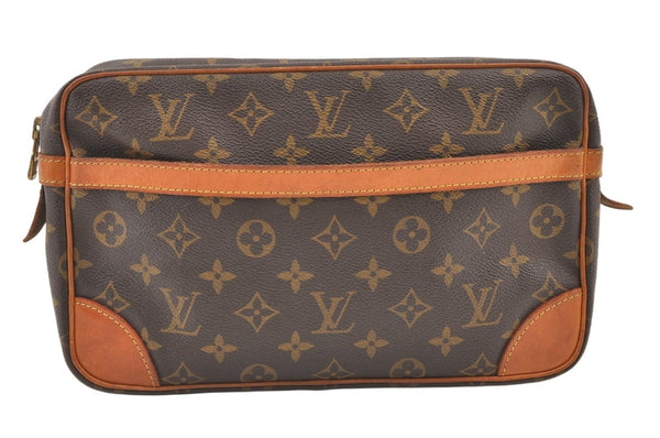 Authentic Louis Vuitton Monogram Compiegne 28 Clutch Hand Bag M51845 LV 1130K