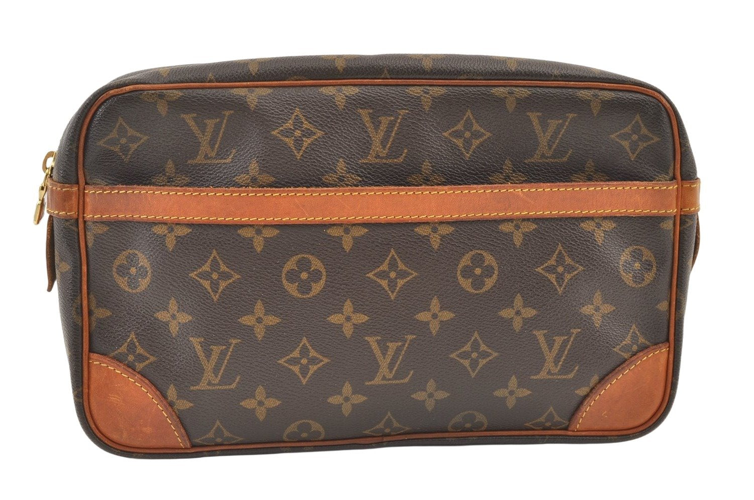 Authentic Louis Vuitton Monogram Compiegne 28 Clutch Hand Bag M51845 LV 1131K