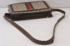 Authentic GUCCI Web Sherry Line Shoulder Bag GG PVC Leather Brown Junk 1132K