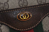 Authentic GUCCI Web Sherry Line Shoulder Bag GG PVC Leather Brown Junk 1132K